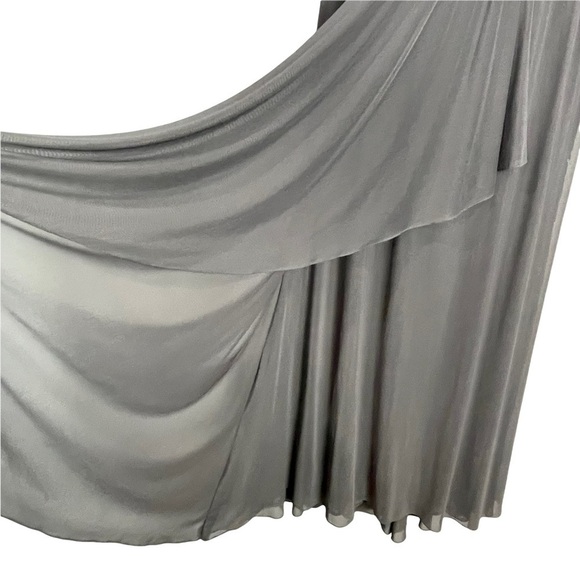 VM COLLECTION ILLUSION CAP SLEEVE RUCHED BUST BEADED FORMAL EVENING GOWN - Picture 12 of 16